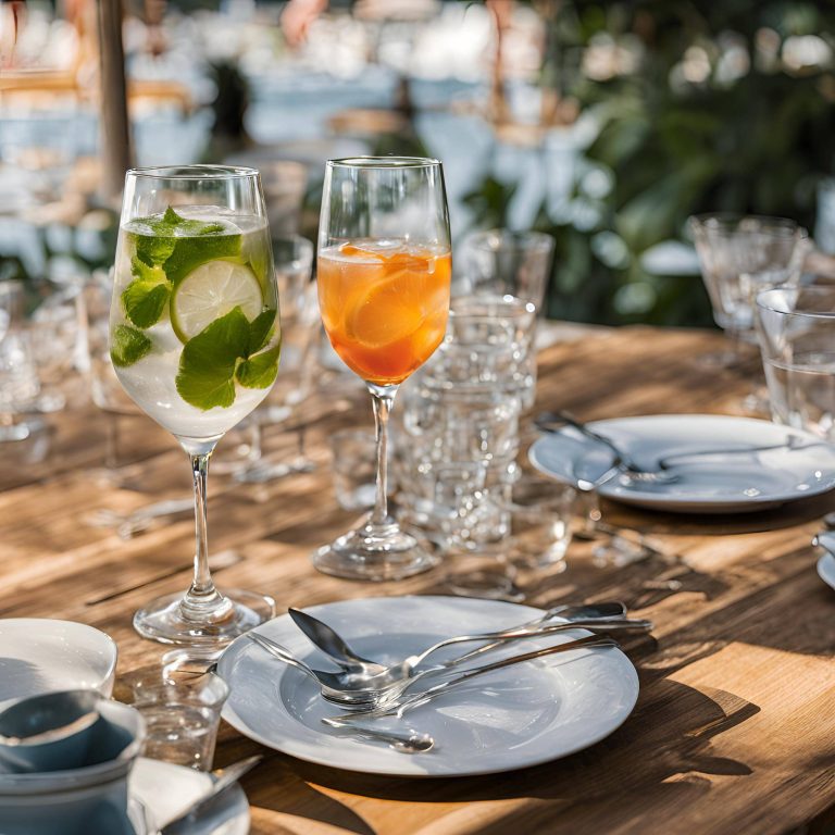 verano-y-cristaleria-de-un-restaurante